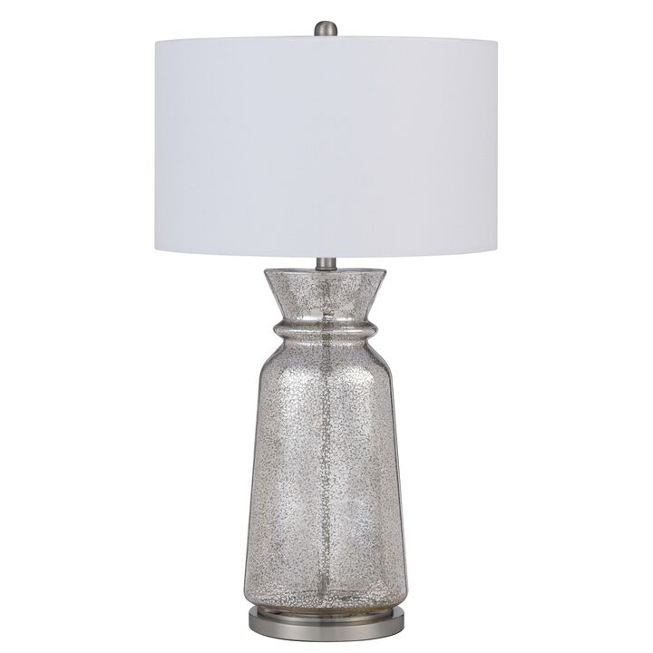 34 Inch Table Lamp Set of 2, White Shade, Glass Vase Shape and Metal Base - Benzara