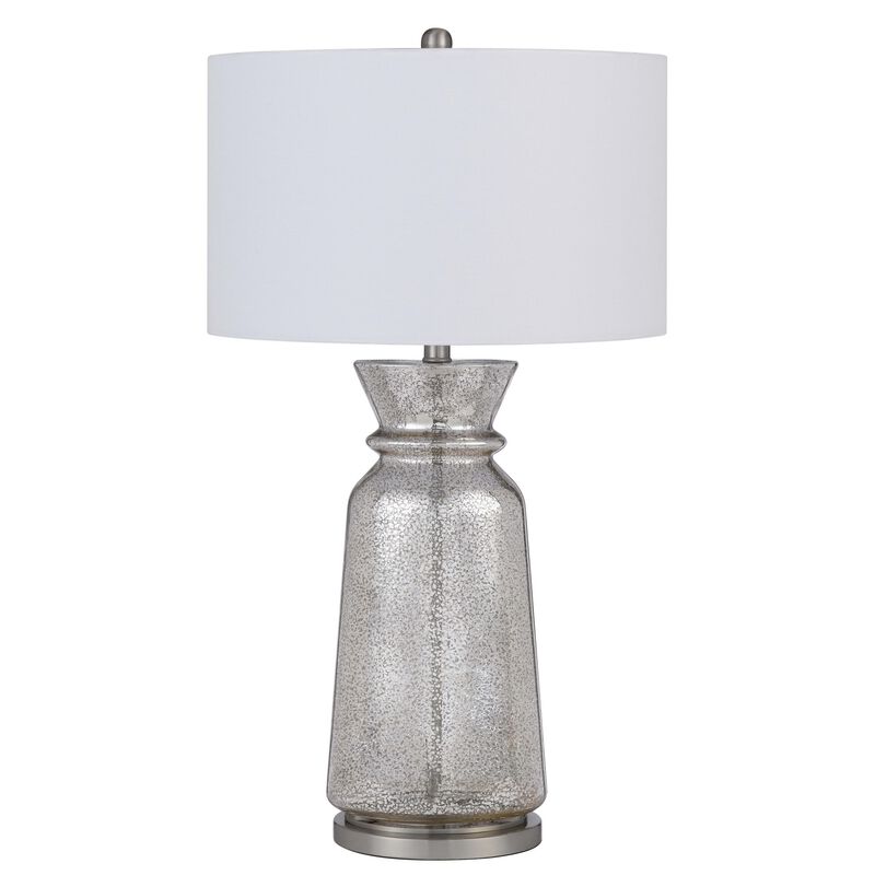 34 Inch Table Lamp Set of 2, White Shade, Glass Vase Shape and Metal Base - Benzara