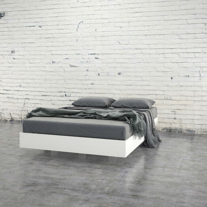 Hivvago Modern Floating Style White Platform Bed Frame in Queen Size