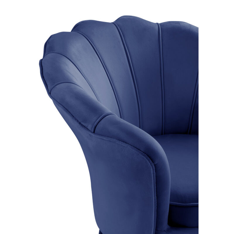 Streamdale Blue Velvet Barrel Accent Chair with Metal Legs