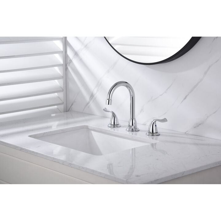 Bothwa Home Polished Chrome Bathroom Sink Faucet, Widespread 2-Handle Swivel Vanity Faucet With Drain & Supply Lines