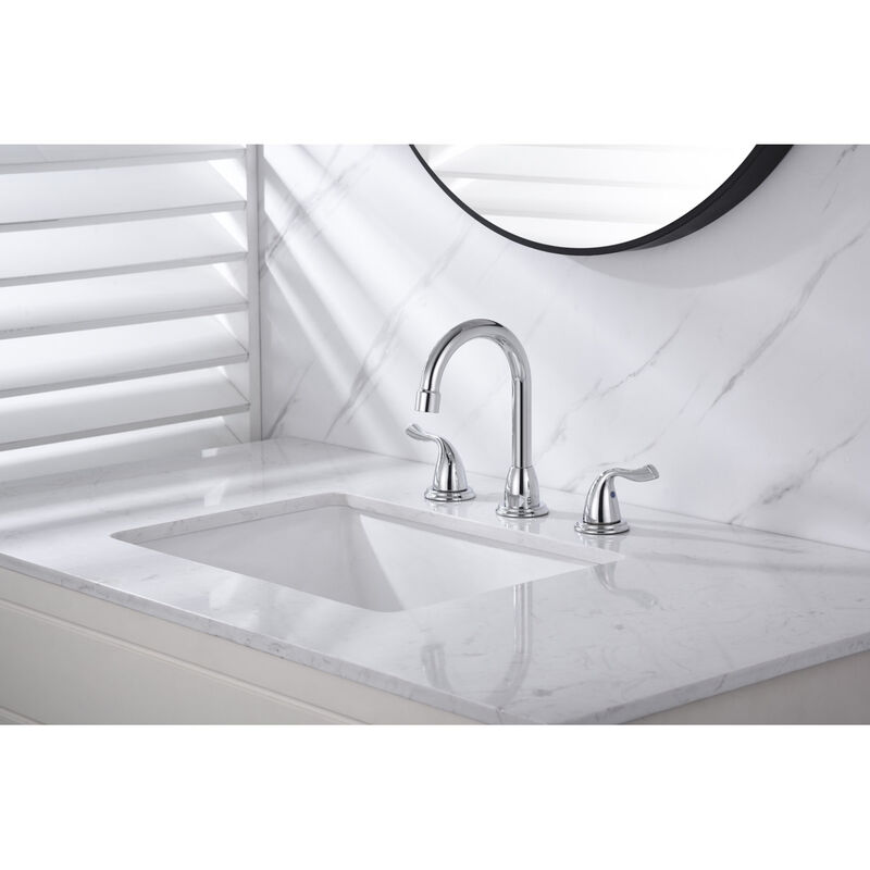 Bothwa Home Polished Chrome Bathroom Sink Faucet, Widespread 2-Handle Swivel Vanity Faucet With Drain & Supply Lines image number 1