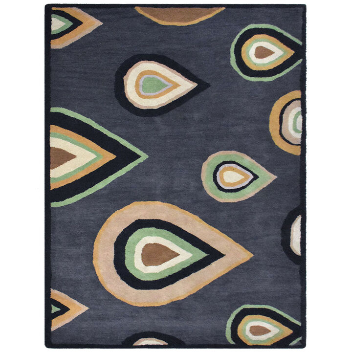 RUGSOTIC CARPETS HAND TUFTED WOOL ECO-FRIENDLY AREA RUGS  - 4'x6', Rectangle Shape, Charcoal, Contemporary Modern Design, High Pile Handmade Anti Skid Area Rugs for Living Room, Bed Room (K00693)
