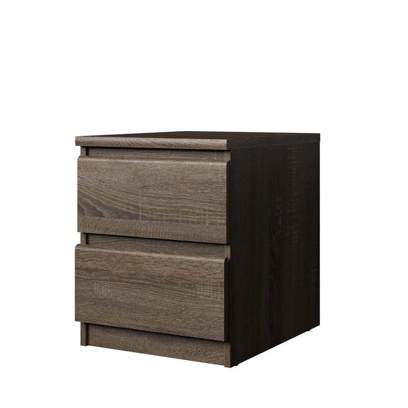 Furnifact Brown 2 Drawer Nightstand - Stylish Night Stand With Drawers For Bedroom