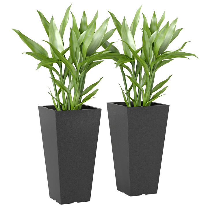 Hivvago 2-Pack Tall Plastic Planters for Entryway & Deck