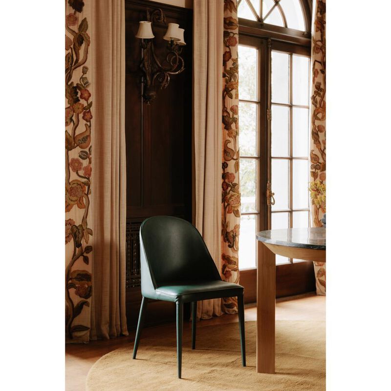 Moe's Home Collection Burton Dining Chair Dark Teal Vegan Leather-Set Of Two