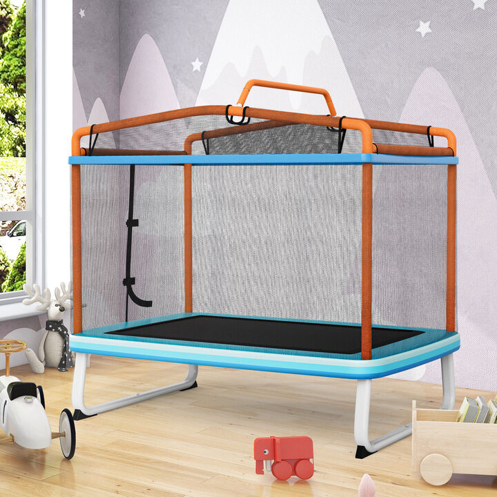 Outdoor Rectangle Trampoline with Swing Horizontal Bar and Enclosure Net