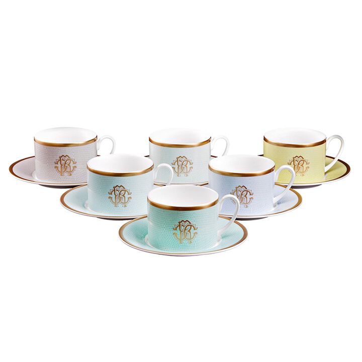 Tea Cup & Saucer LIZZARD Set of 141 Steel diam. 3.39", H 2.32"