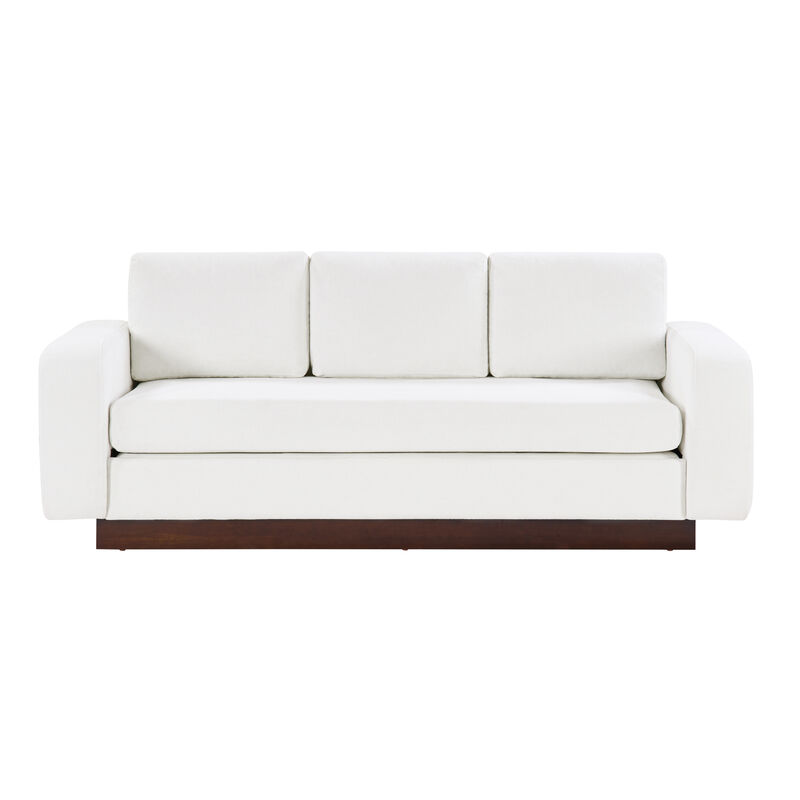 Merax Modern 3-Seater Chenille Sofa with Wide Functional Armrests & Solid Rubber Wood Base image number 0