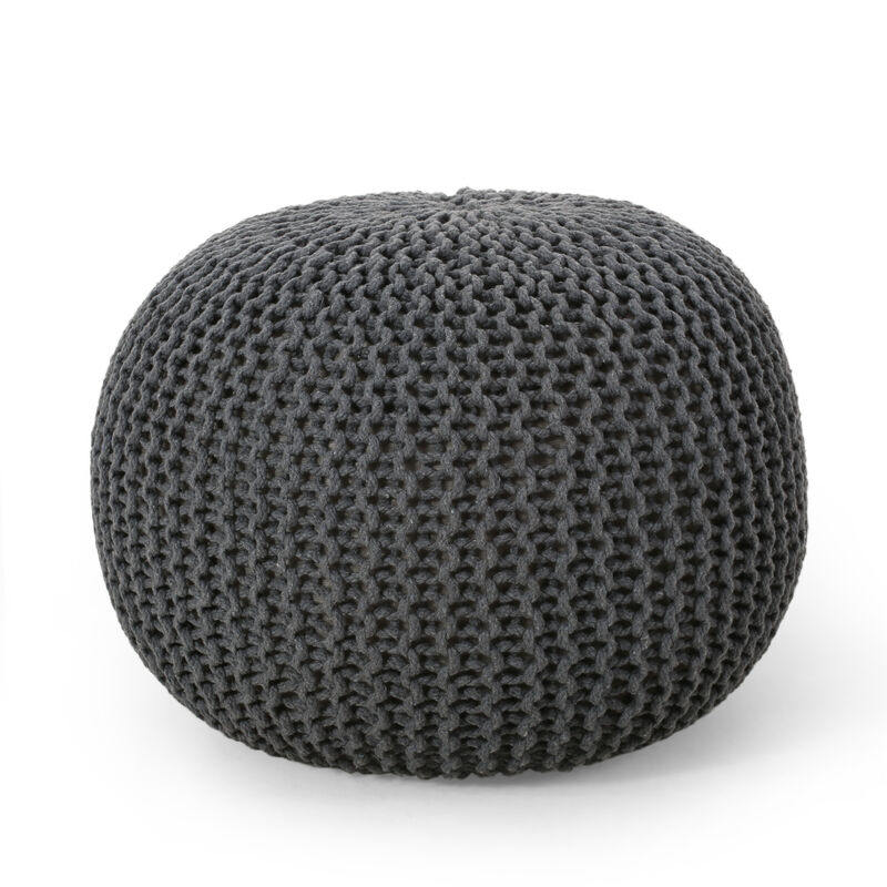 GOODSILO Versatile Knitted Cotton Round Pouf Ottoman Floor Cushion for Modern Living Room Seating and Decor image number 0