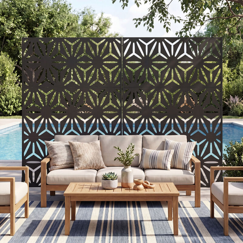 Portable Freestanding Fence Panel with Stand and Expansion Bolts for Outdoor Yard Use-Black image number 5
