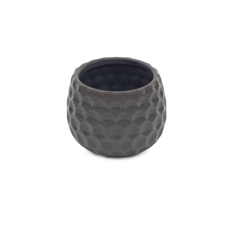 HomeRoots Gray Ceramic 17 Ounce Round Distressed Pot Planter image number 2