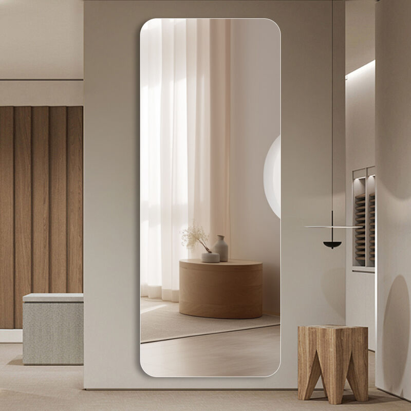 ELEMENT ACE 65 Inch x 24 Inch Full Body Round Corner Wall Hanging Mirror High Definition Explosion-Proof 5mm Silver Mirror for Living Room Bedroom Cloakroom Home Use image number 1