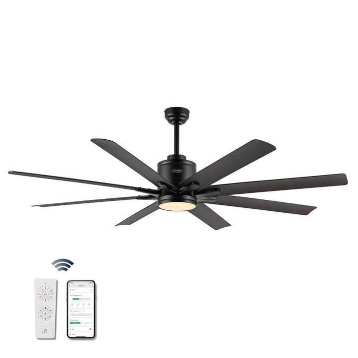 Octo Contemporary Industrial Iron/Plastic Ceiling Fan with Integrated LED Light