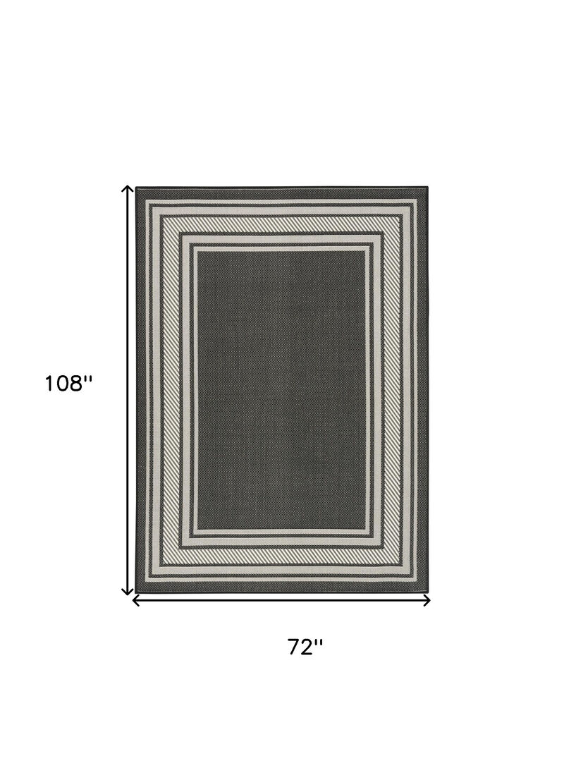 HomeRoots 6' X 9' Black Geometric Indoor Outdoor Area Rug image number 6