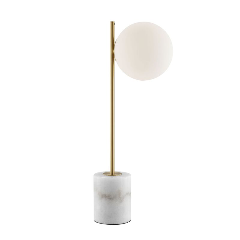 Anechdoche Table Lamp Gold and White Metal, Glass and Marble LED Light