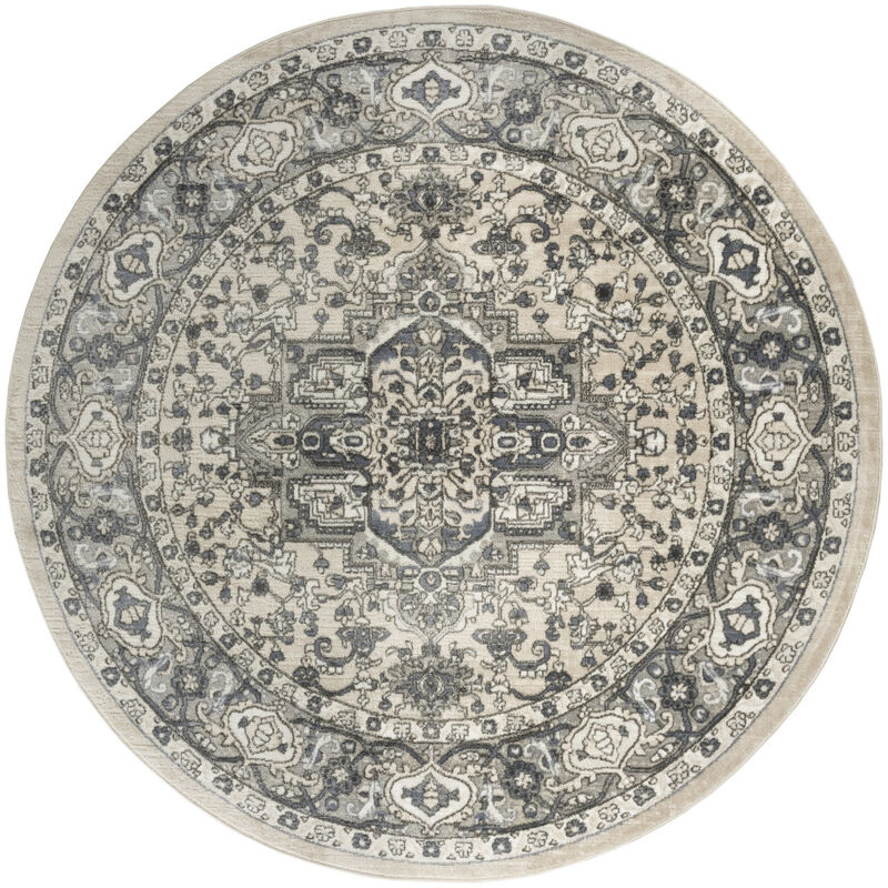 HomeRoots Floral Power Loom Round Rug image number 2
