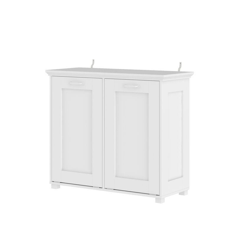 FUFU&GAGA Modern Kitchen Cabinet Tilt-Out Trash Cabinet with Ozone Deodorizer Concealed Storage 37.4 in. L x 15.4 in. W x 32.2 in. H White