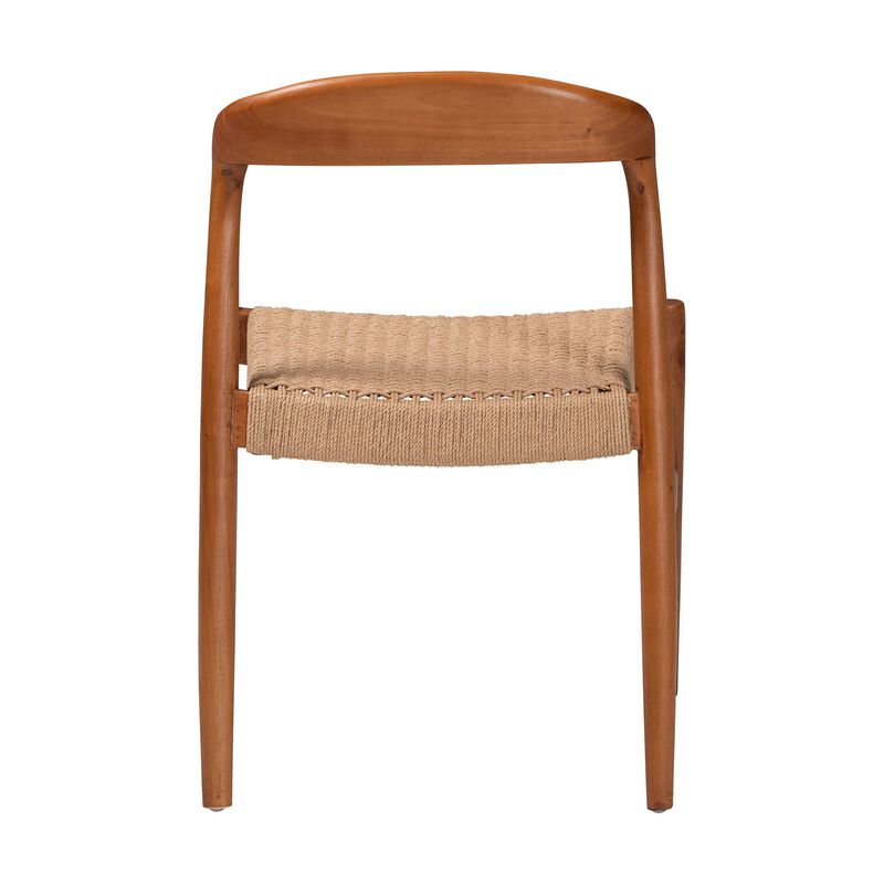bali & pari Lorena Paper Loom Woven Dining Chair - Mahogany Wood Frame Accent Chair with Curved Back for Kitchen or Dining Room Seating image number 3