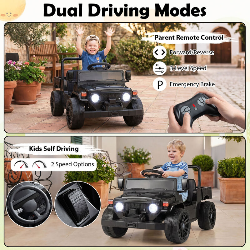 Kids Ride On Truck 12V Electric Vehicle with Dump Bed and Music for Backyard image number 5