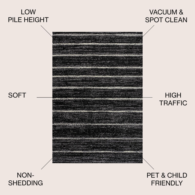 Williamsburg Minimalist Stripe Cream/Black 8 ft. x 10 ft. Area Rug