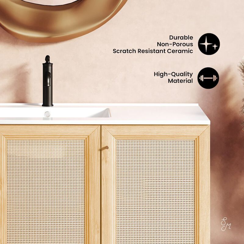 Classe 48" Wall-Mounted Bathroom Vanity in Natural Oak image number 3