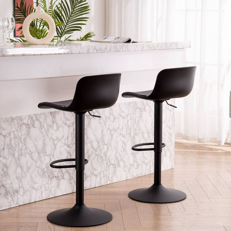 Leather Adjustable Swivel Bar Stools Set of 2, Commercial-Grade Counter Height Stools with Back, 360&deg; Swivel Kitchen Island Chairs for Home, Cafe image number 3