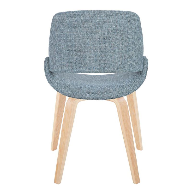 LumiSource Natural Wood, Blue Fabric Fabrico Chair - Set of 2