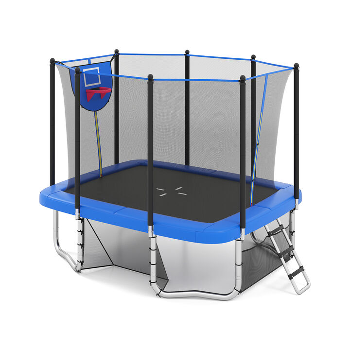 Heavy Duty Rectangle Outdoor Trampoline with Basketball Hoop