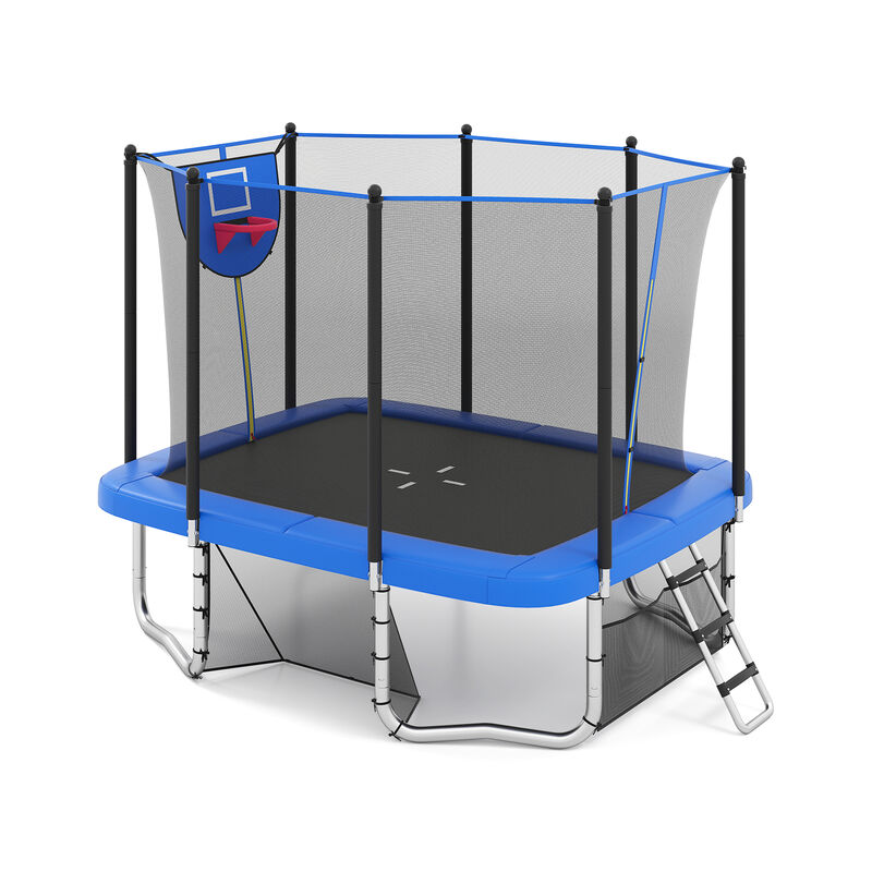Heavy Duty Rectangle Outdoor Trampoline with Basketball Hoop image number 0