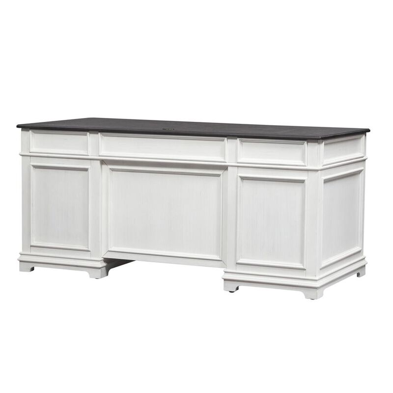 Liberty Furniture Allyson Park Desk in Wirebrushed White w/ Charcoal Top image number 8