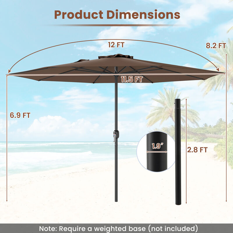 Patio Umbrella with Easy Crank Handle and 8 Sturdy Ribs for Durable Outdoor Shade