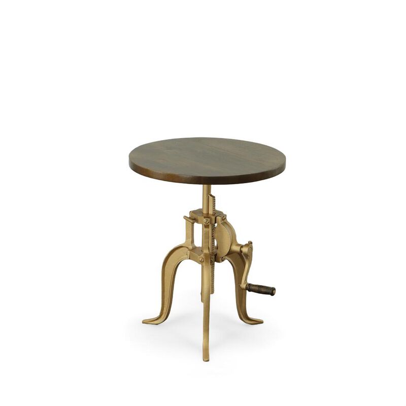 Carolina Living Regan Adjustable Accent Table - Elm Top - Gold Base