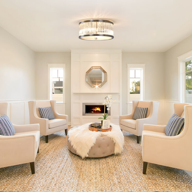 Modern 2-Light Flush Mount Ceiling Light with Clear Glass image number 6