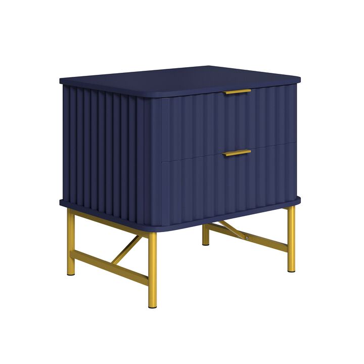 2-Drawer Nightstand with Metal Base