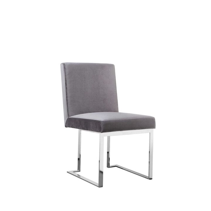 Pangea Home Dexter Side Chair Velvet Silver (Set Of 2)