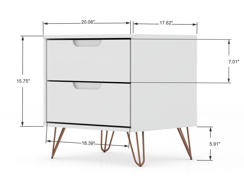 Rockefeller White 2-Drawer Nightstands (Set of 2)
