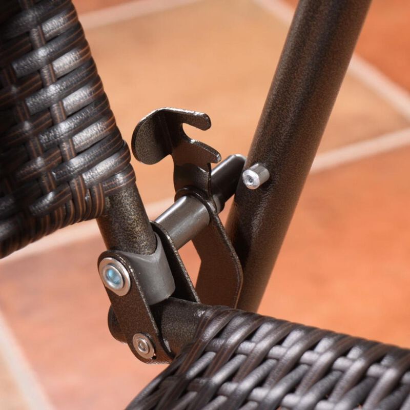 Hivvago Set of 4 Folding Rattan Bar Chairs with Footrests and Armrests for Outdoors and Indoors