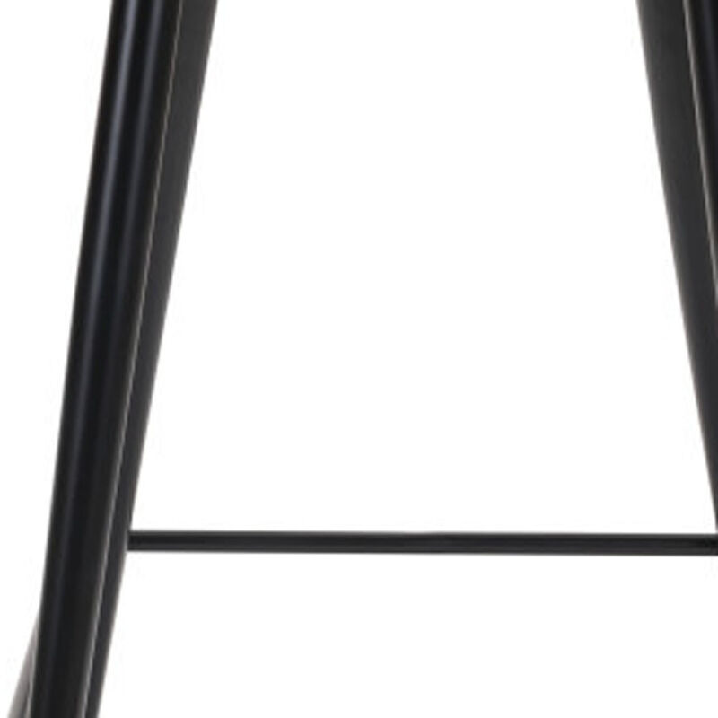 Hivvago 30 Inch Pink And Black Velvet And Steel Bar Height Bar Chair