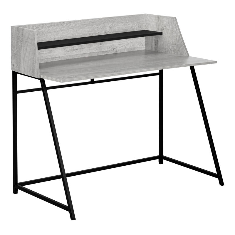 Monarch Specialties I 7551 Computer Desk, Home Office, Laptop, Storage Shelves, 48"L, Work, Metal, Laminate, Grey, Black, Contemporary, Modern