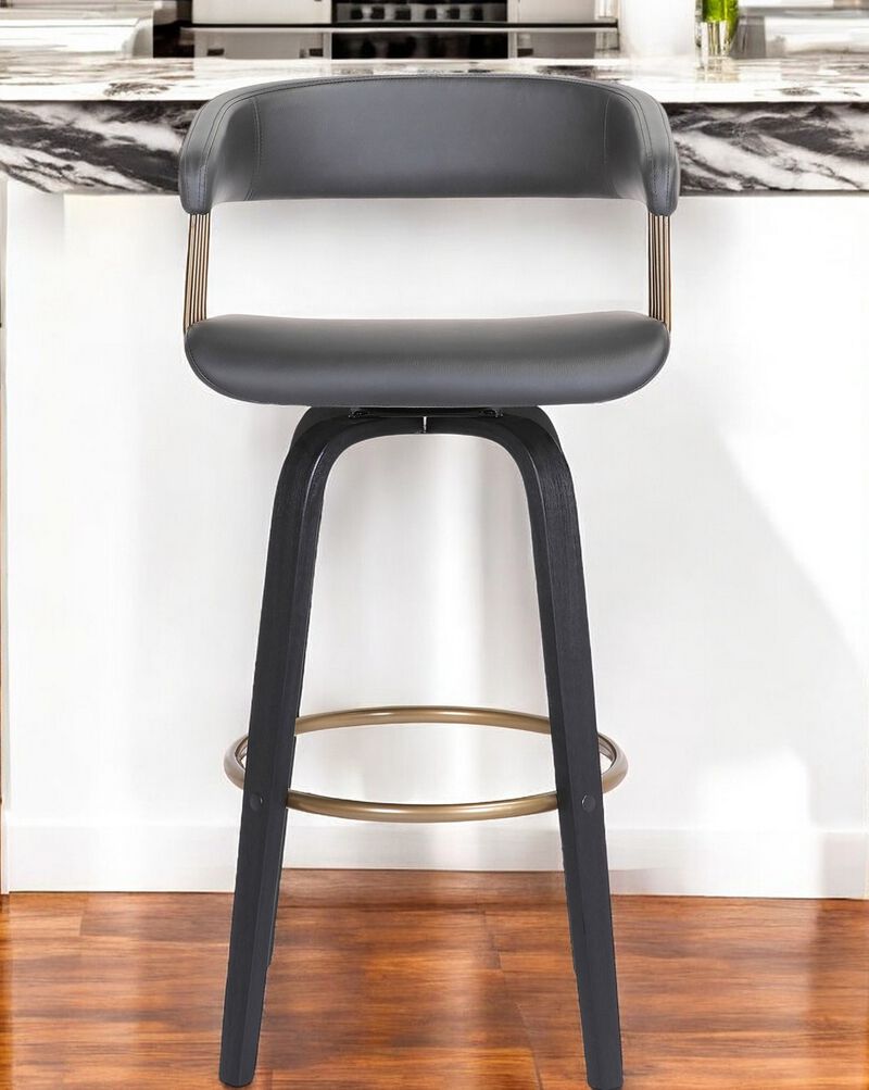 HomeRoots Faux Leather Counter Stool with Armrests and Bucket Seat image number 1