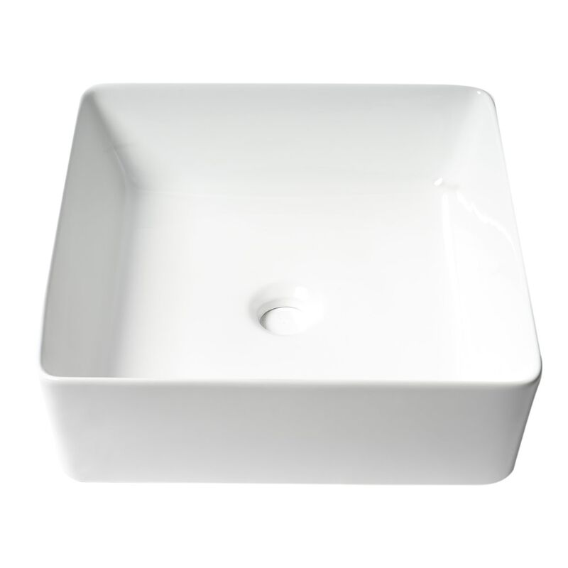 ALFI brand White 16 Modern Square Above Mount Ceramic Sink