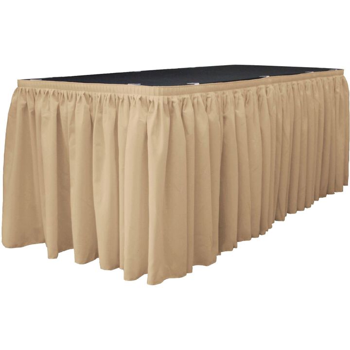 Polyester Table Skirt 17ft x 29in with 10 Clips for Wedding Party Decor
