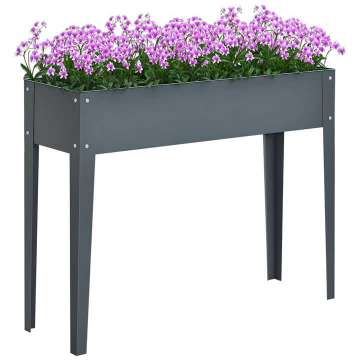 Hivvago Raised Garden Planter Metal Box with Drainage Holes