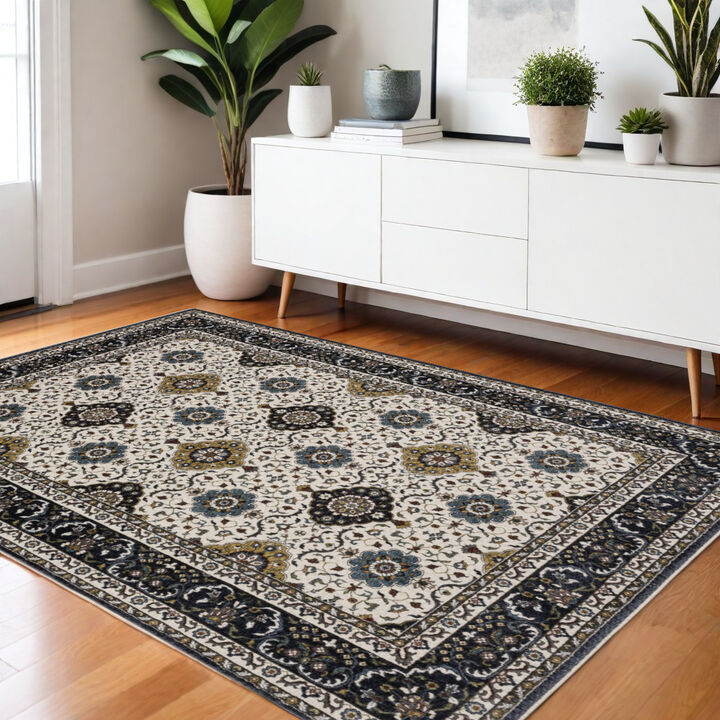 HomeRoots Medallion Runner Rug With Fringe
