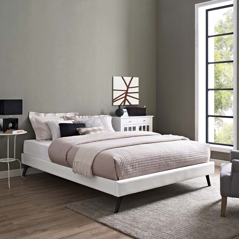 Modway - Loryn King Vinyl Bed Frame with Round Splayed Legs White image number 1