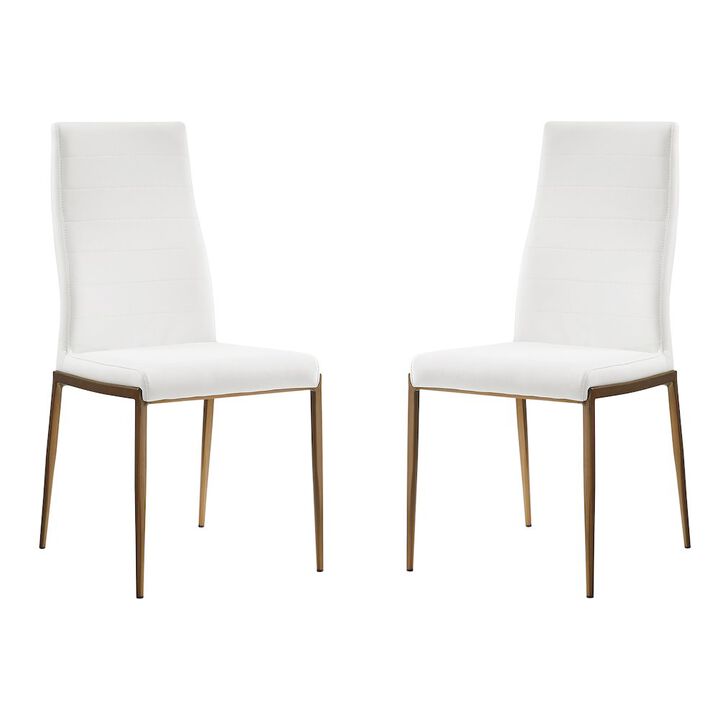 Casabianca Home Firenze Set Of 2 Dining Chair In White Pu-Leather
