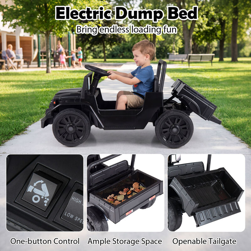 Kids Ride On Truck 12V Electric Vehicle with Dump Bed and Music for Backyard image number 7