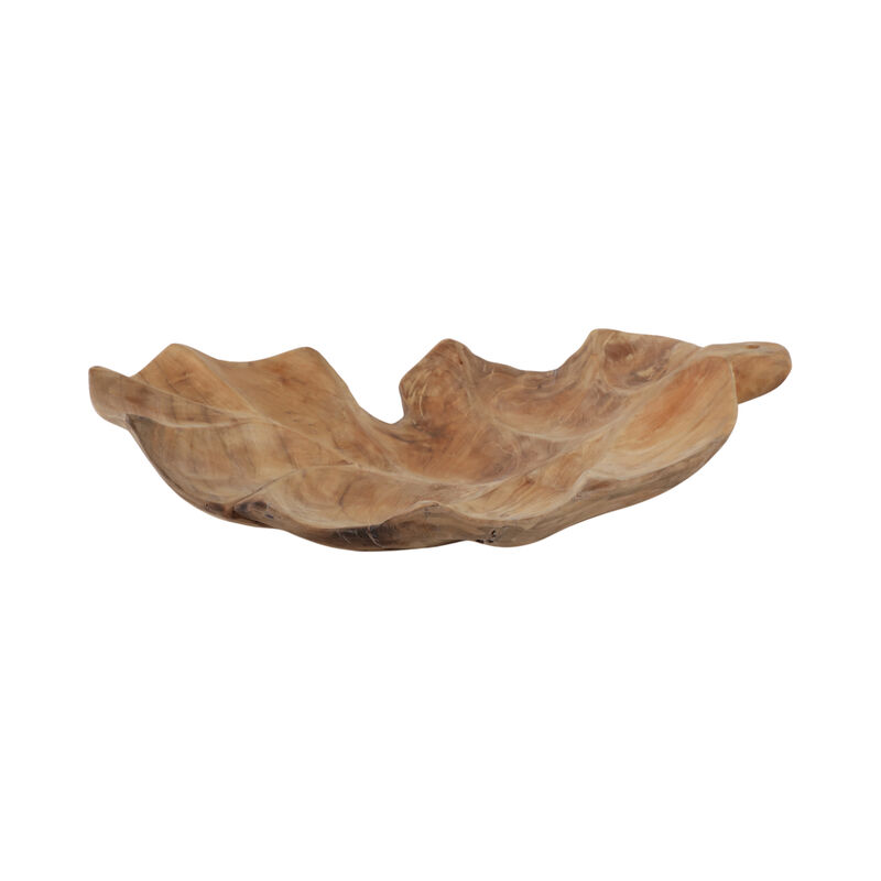 24" Teak Leaf Bowl, Natural image number 3
