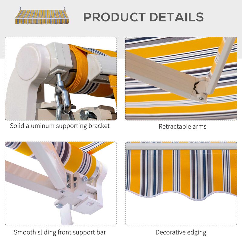 Mixed Color Shade: 8'x7' Manual Retractable Patio Sun Awning